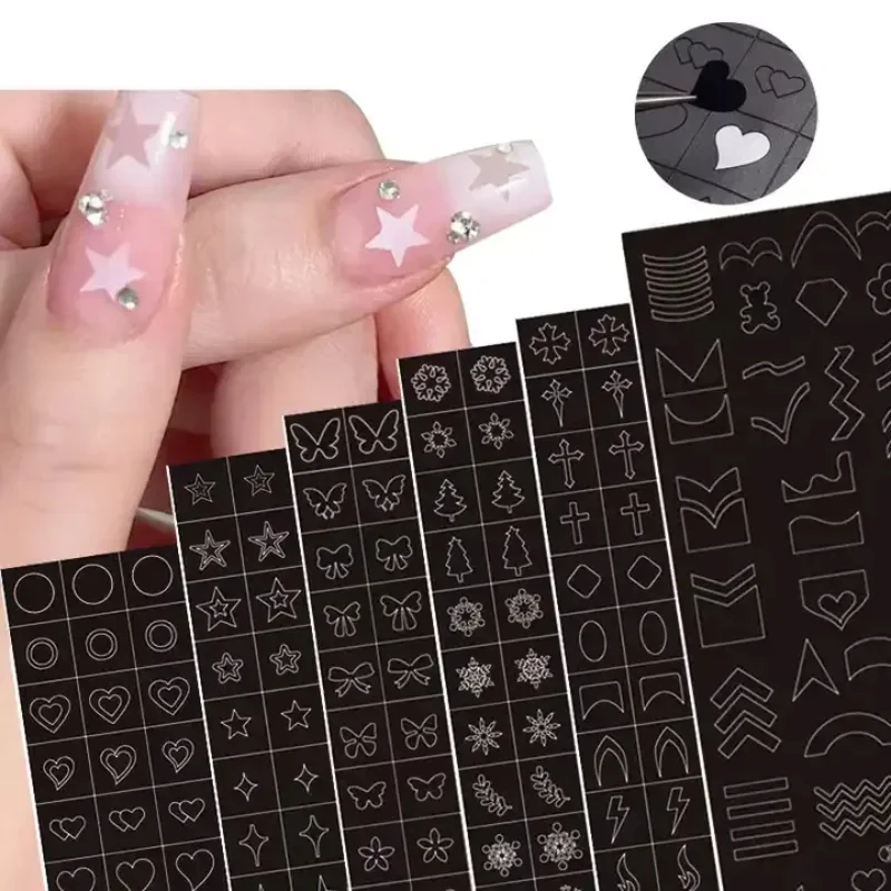 Self Adhesive Stencils for Nail Art, 1 Piece, Decal, Reusable, Tattoo, Nail Art, Manicure, Fashion, Salon, Supply