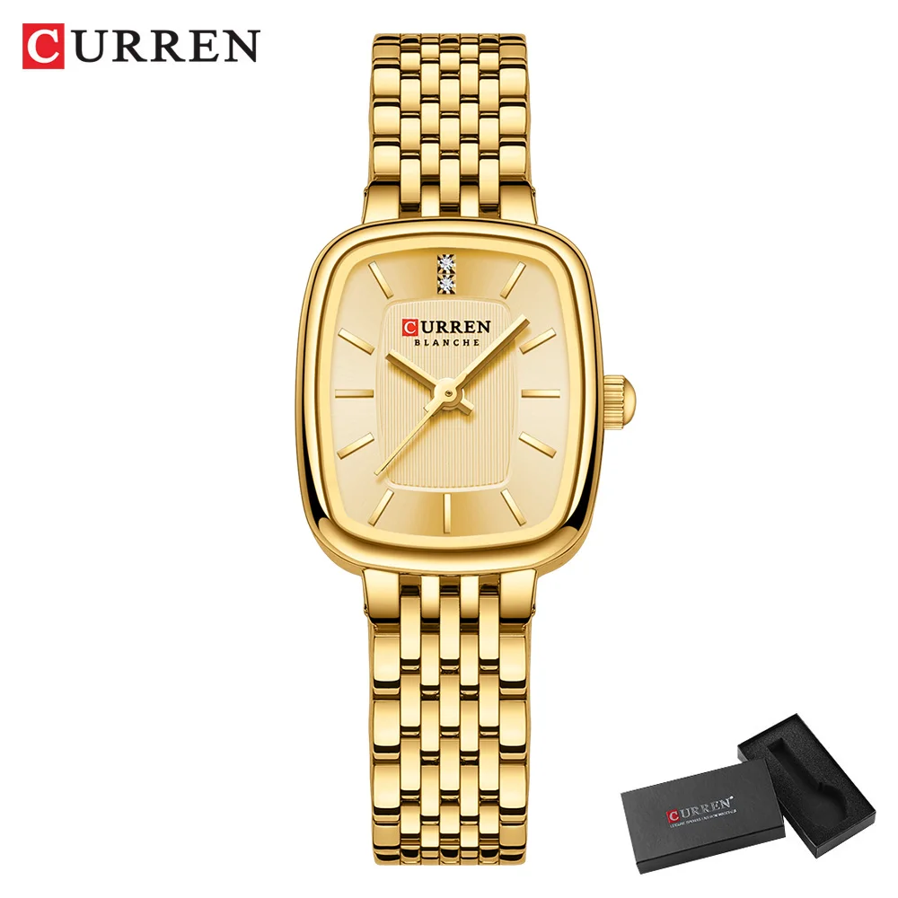 Curren Mode rechteckige Damen uhren neue Quarz wasserdichte Edelstahl armband Armbanduhr für Frauen 3