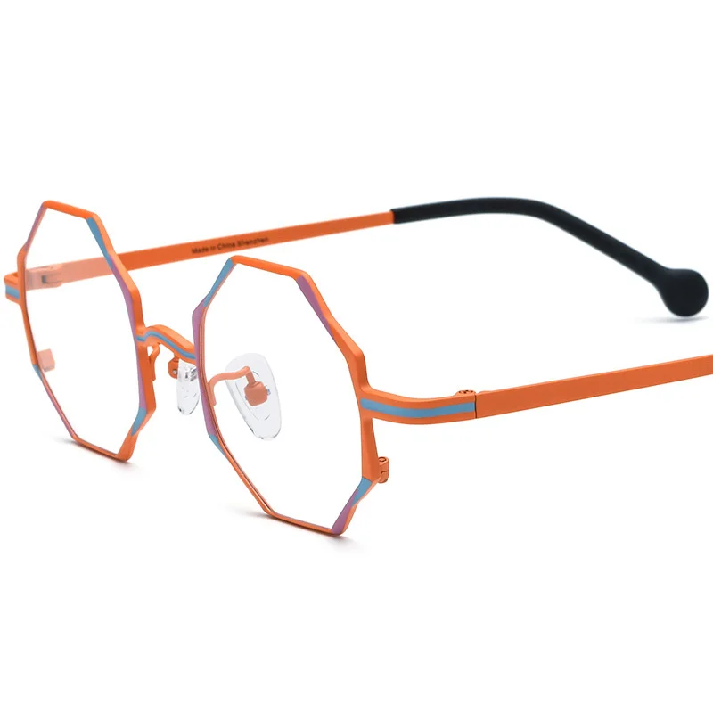 

Wind Red Pure Titanium Luxury Glasse Frame Men Fashion Brand Design Glasses Frame Woman Retro Polygon Ultralight Frame Z573