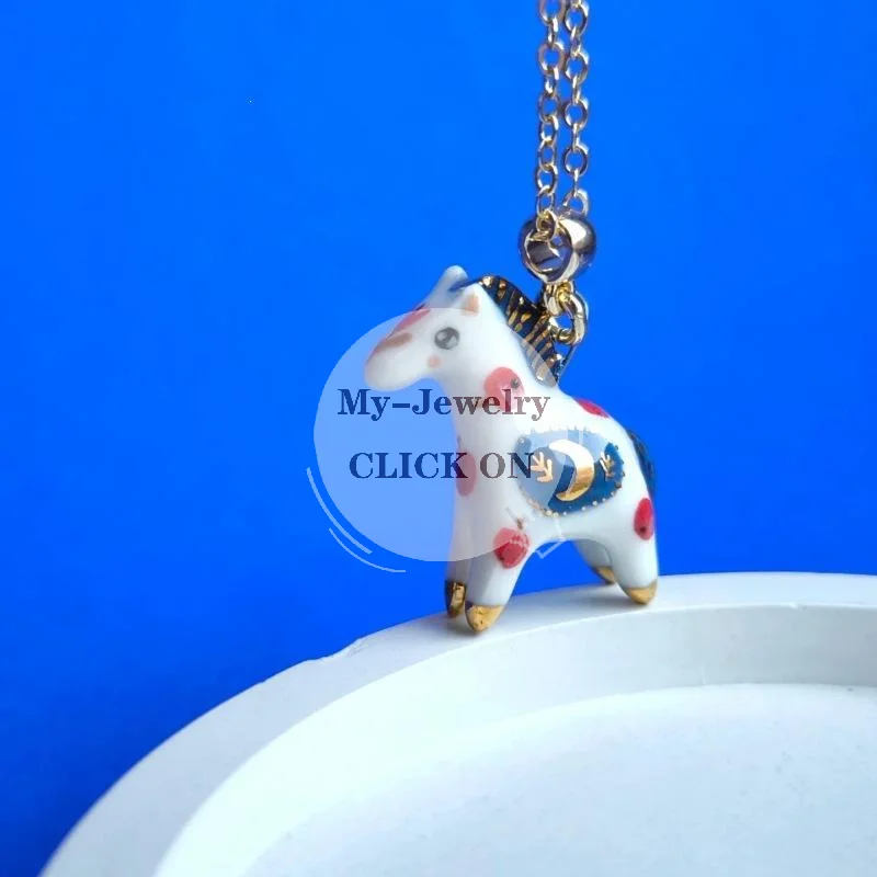 Cartoon Animal Ceramic Pendant Hand Painted Lovely Pattern Charm for DIY Jewelry Making Party Craft Activity