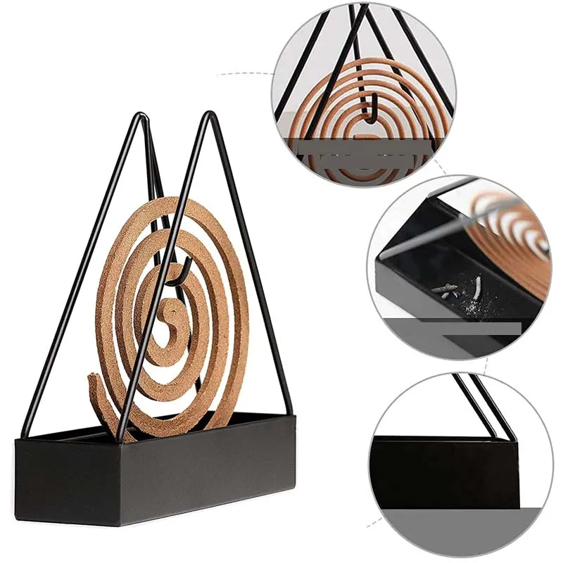 Iron Mosquito Coil Holder & Incense Burner Frame Incense Holders Coil Modern Repellent Incense Rack For Household Bedroom Patio