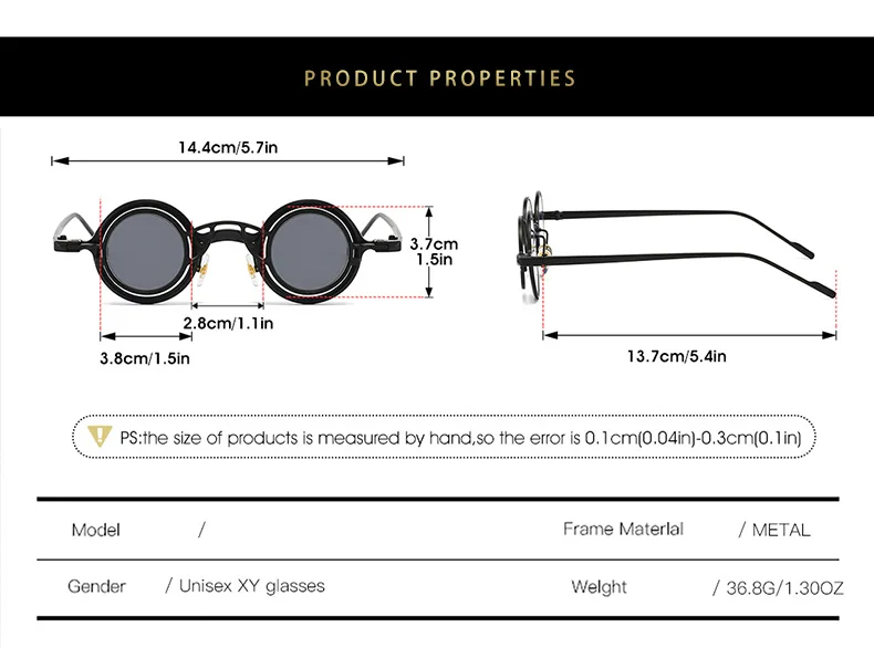 Neue Runde Sonnenbrille Unisex Frauen Männer Steampunk Brille Persönlichkeit Hip-hop Mode Sonnenschutz UV400 Kleine Brillen – Detail 5