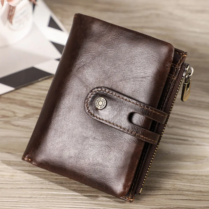 Fashion Airtag Wallet Rfid Zipper Luxury Genuine Leather Airtag Wallet Anti-lost Credit Card Card Bag With Apple Airtag Holder