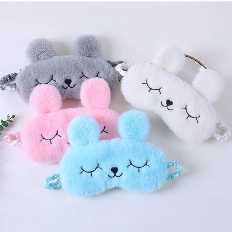 Cute Cartoon Rabbit Plush Sleeping Eye Mask Comfortable Sleep Mask Sleep Aid Traveing Home Shading Light Eye Cover Eyeshade