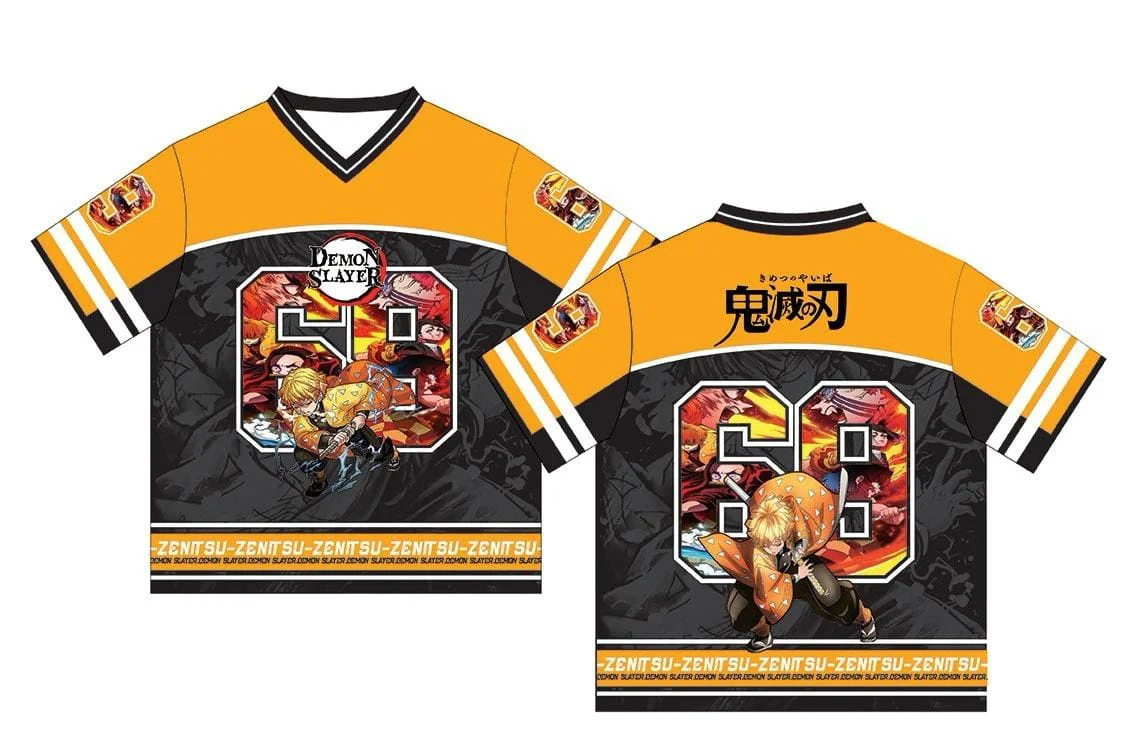 

Unisex Demon Slayer Zenitsu Jersey 2025 New Fashion Double-Sided Short Sleeve Pullover