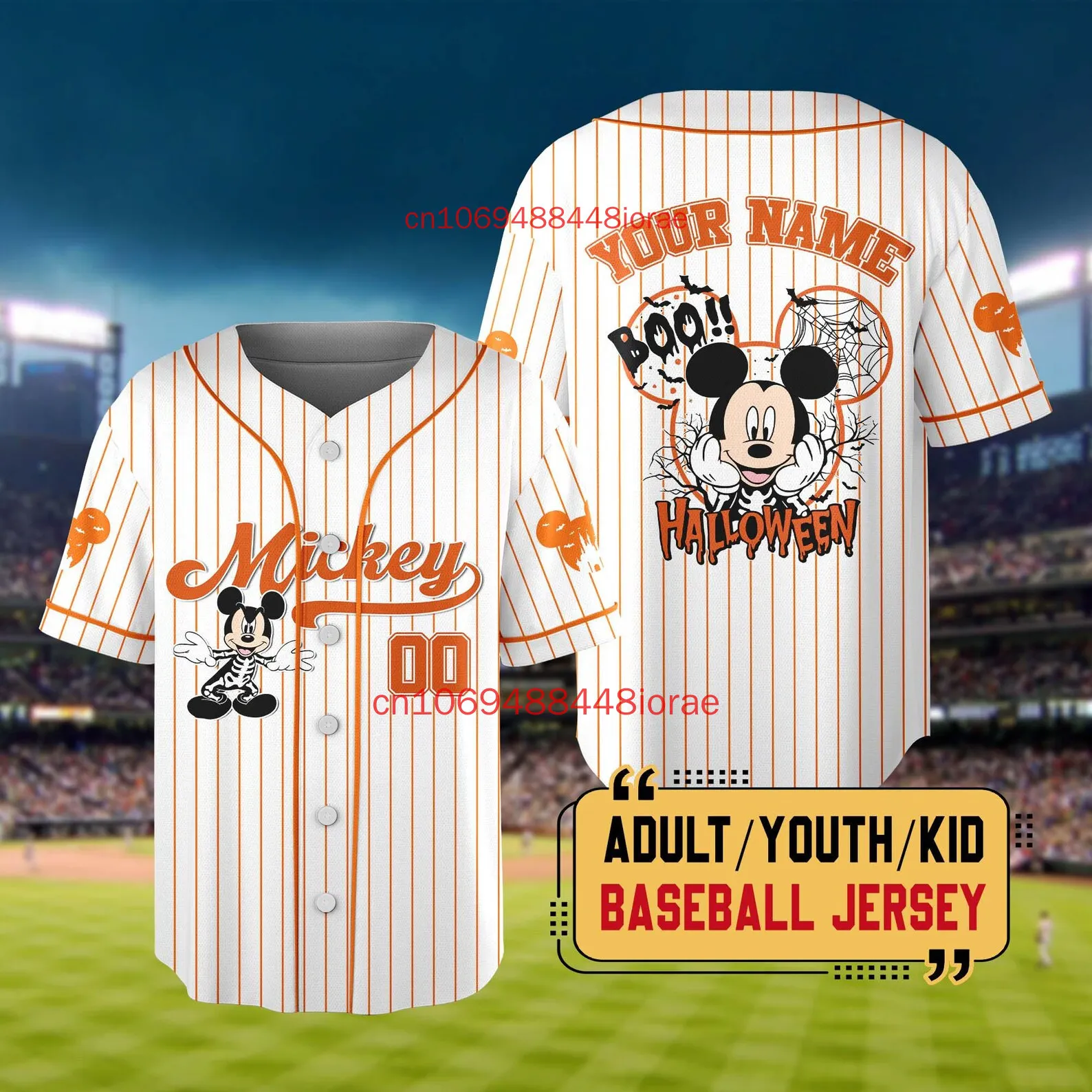 

Personalized Disney Mickey Halloween Cosplay Baseball Jersey Custom Mickey & Friends Baseball Team Jersey Halloween Shirt