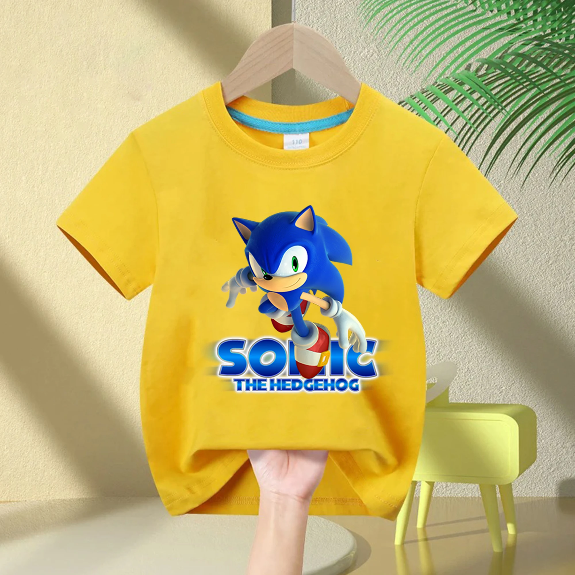 

Детская футболка нового дизайна 2025 года Sonic - Speedy Boy с мультяшным принтом, летняя спортивная повседневная рубашка с короткими рукавами для мальчиков