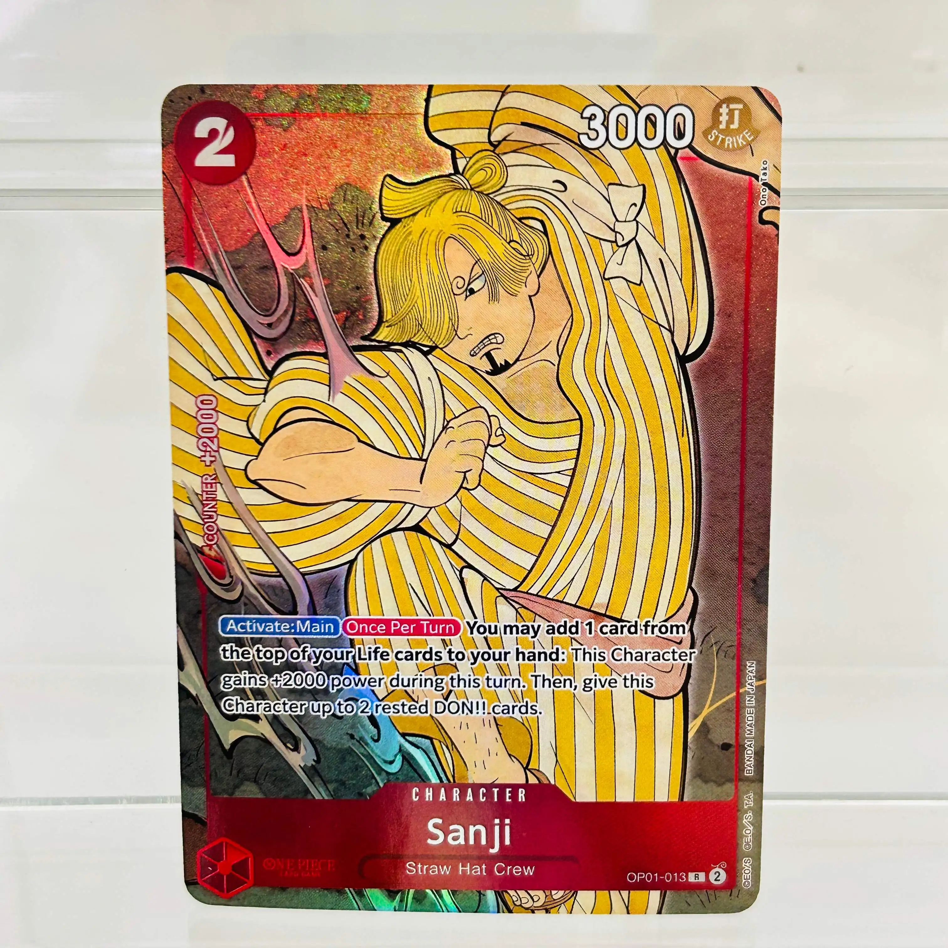 One Piece Sanji OP01-013 English Card with Holographic Texture Perfect Condition DIY Premium Anime Collection Card