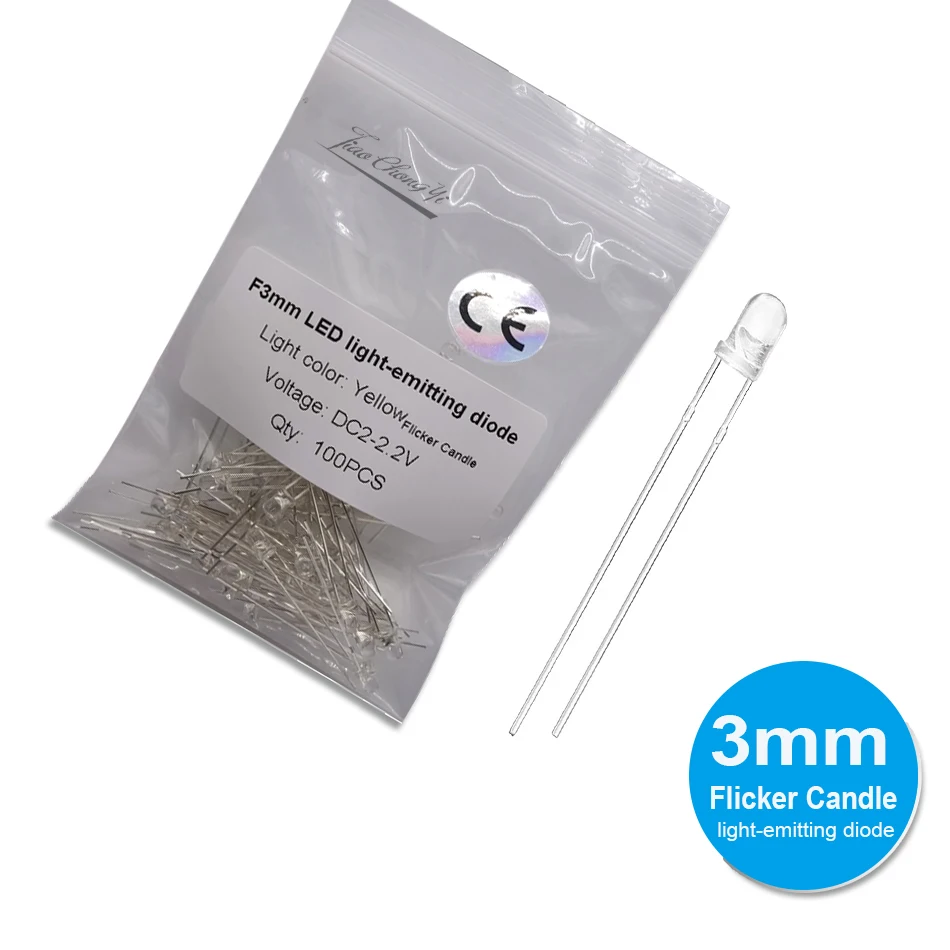 50PCS DIP 3mm 5mm Kerze Led Flicker Orange Gelb Licht Flackern Leds Flash Blink Led Diode intermitente Licht Lampe Flimmern – Detail 2