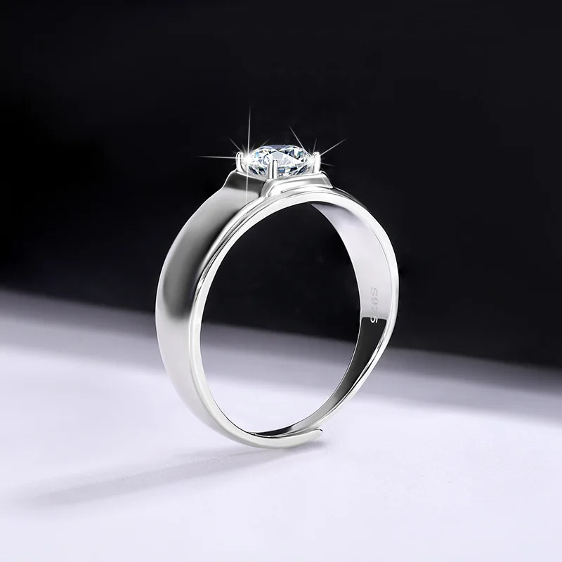 خواتم مويسانيتي فضية عالية الجودة للرجال، طراز كلاسيكي وبسيط للرجال، خواتم ألماس ناعمة