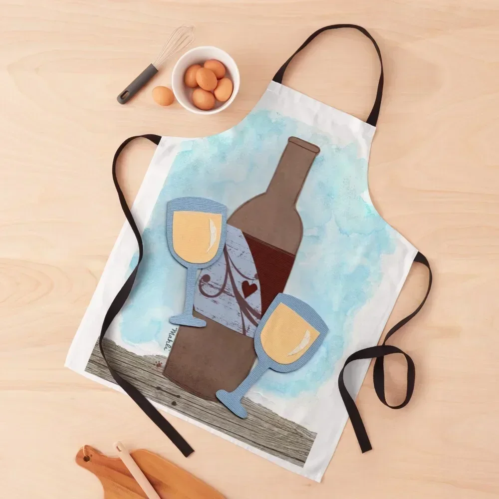 

Wine with glasses Apron painters For Man Haircut Cooking Clothes Chef Accessories Apron
