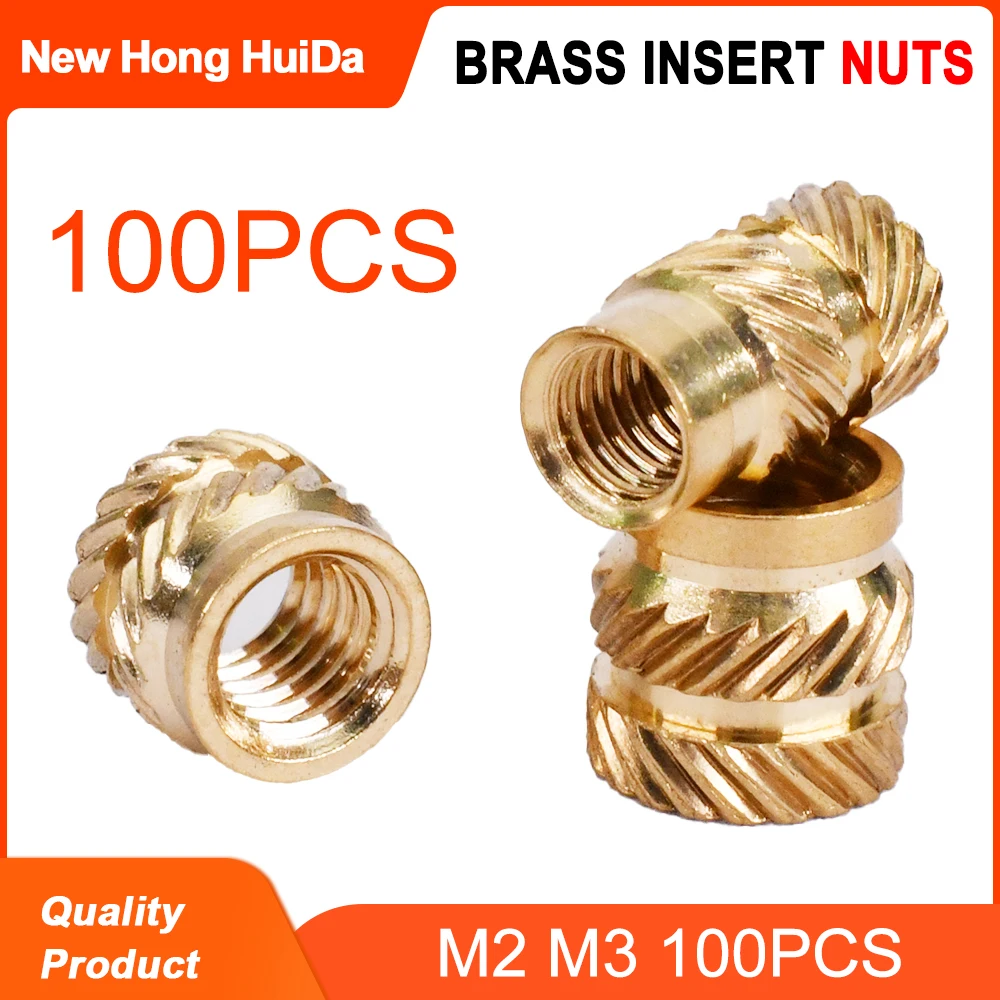 M2 M3 100Pcs Insert Knurled Nuts Brass Hot Melt Inset Nuts Heating Molding Copper Thread Inserts Nut Free Shipping