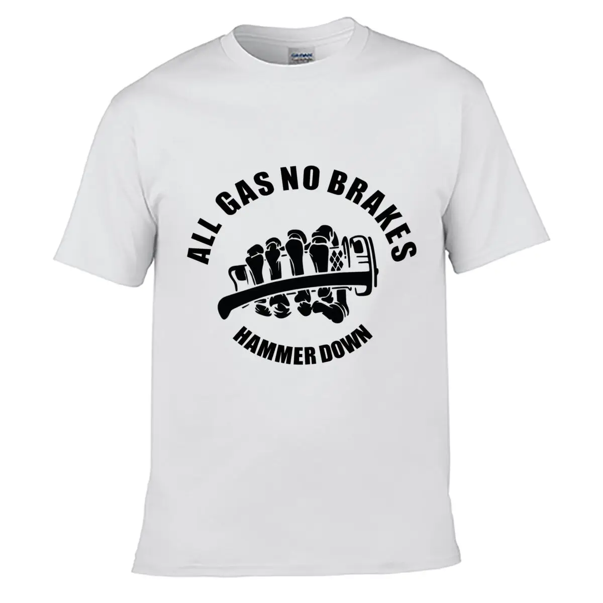 All Gas No Brakes Hammer Down Mechanical Graphic Street Loose Simple Tee