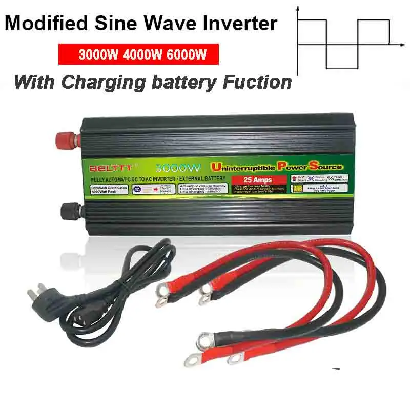 Ups Power Inverter Carregador 3000w 4000w 6000w dc 12v 220v ac 230v Conversor Inversor de Carregamento 3kw Transformador de Carro de Casa