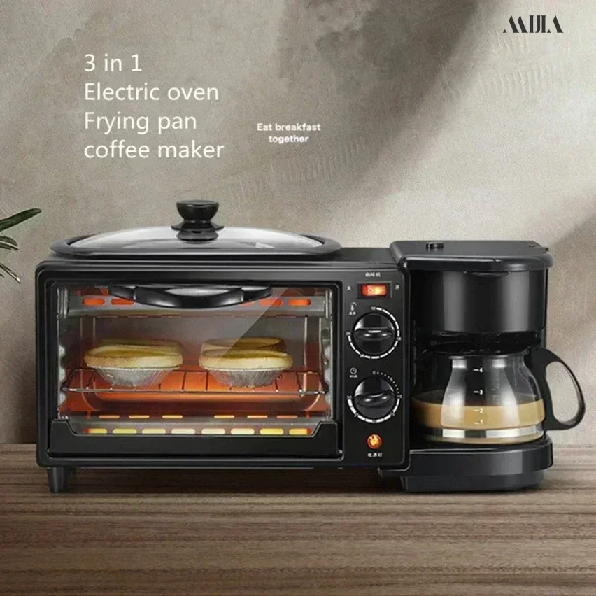 Fully automatic multifunctional breakfast machine 3 in 1 household coffee hot milk mini electric oven