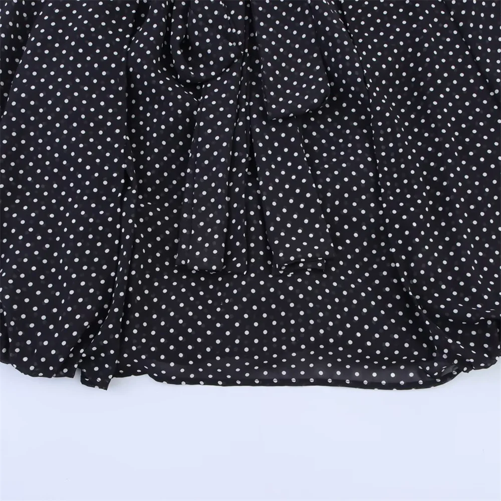 camicia da donna stile mantello impreziosita da fiocco con pois per la primavera e l'estate nuovi abiti casual da donna