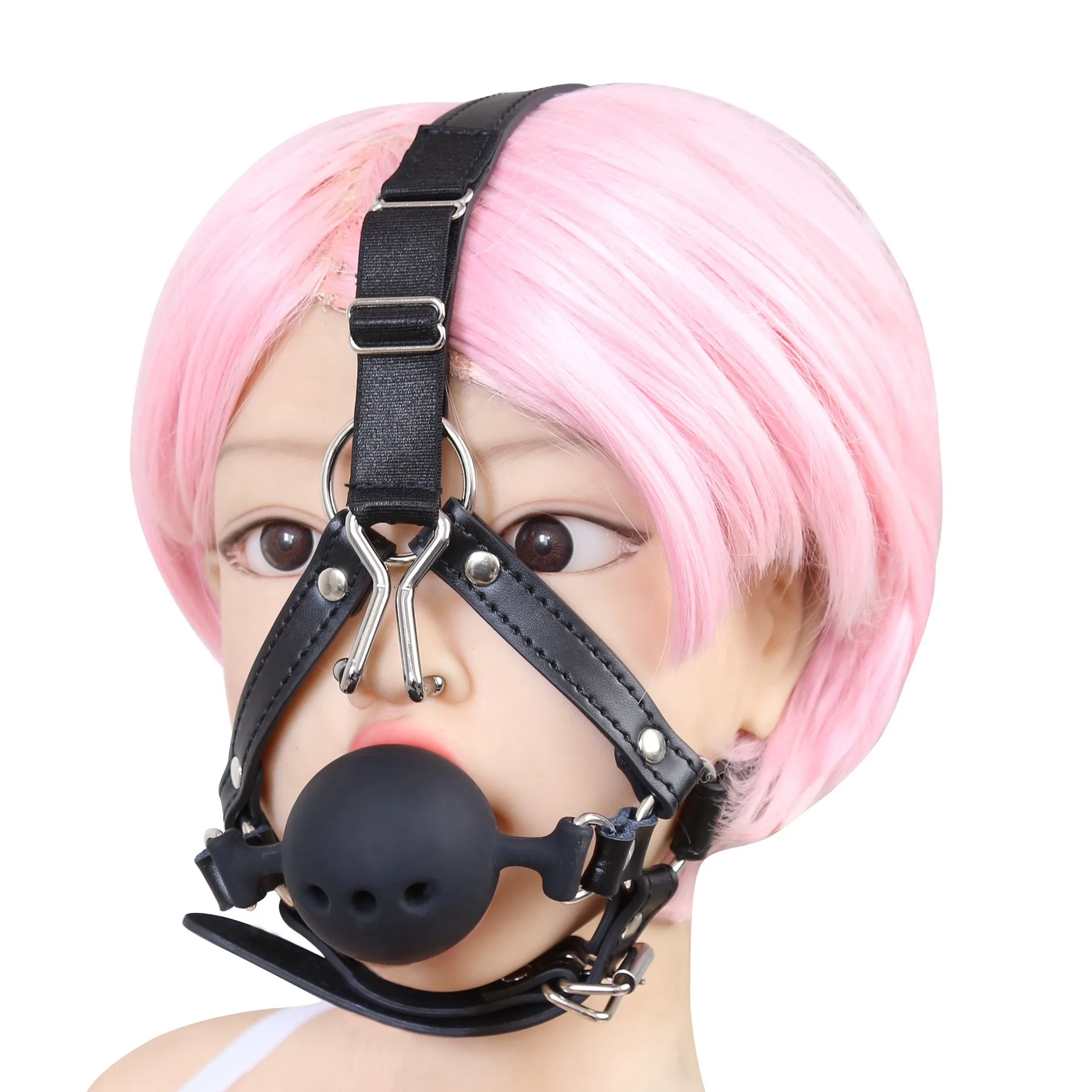 Adult Erotic Games Gag Ball BDSM Bondage Restraints Nose & Mouth Hook Spreader Leather Head Harness Sex Toys For Women Couples