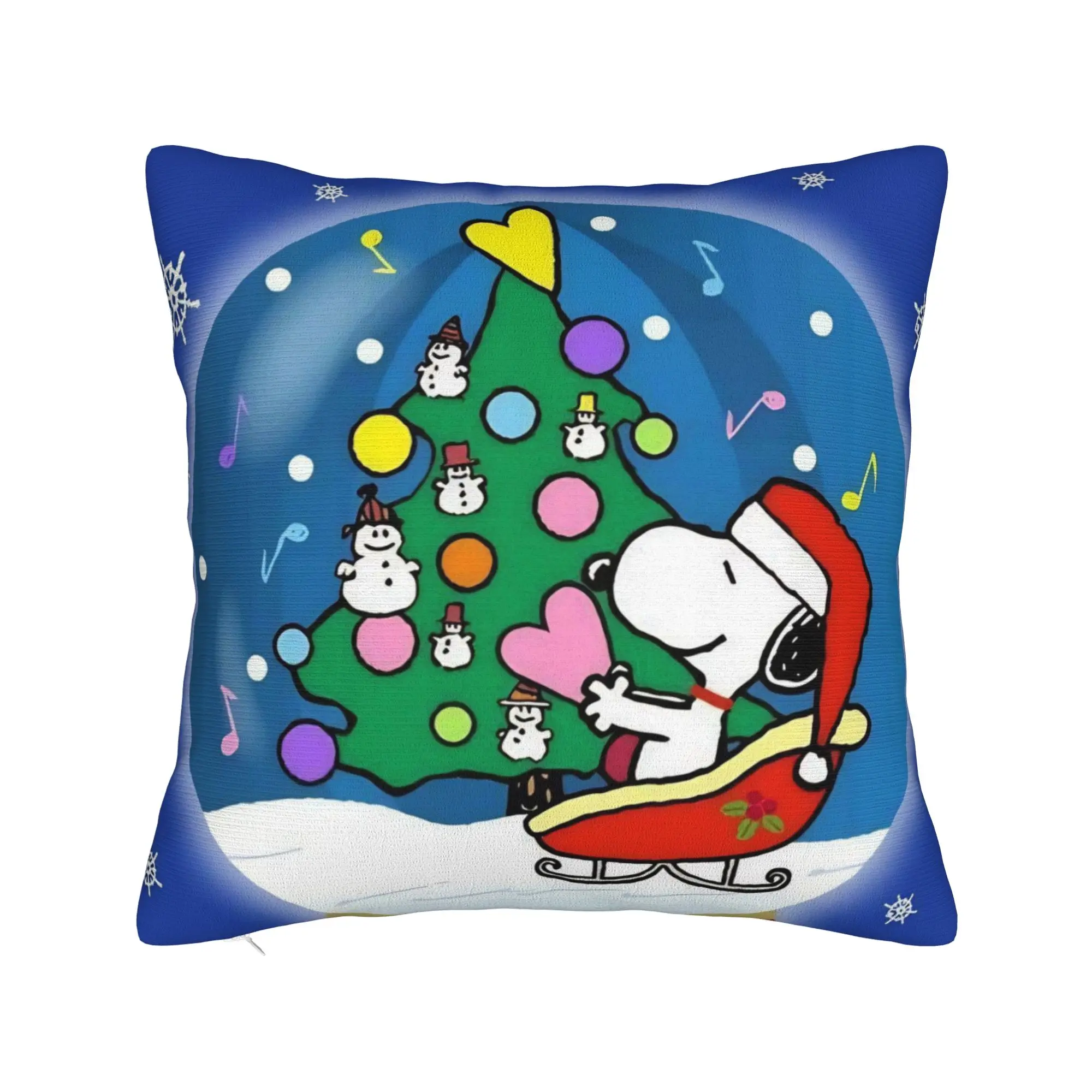 S-Snoopys Xmas Christmas Tree Square Pillow Case  Cushion Cover Creative Zipper Decor Pillowcase for Car 18