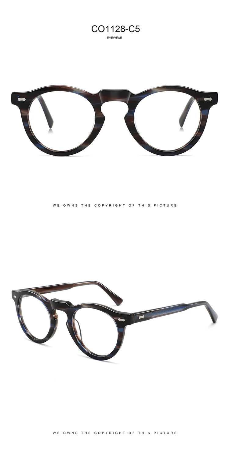 ALICIA Neue Luxus Acetat Brillen Mode Retro Runde Brillen Kleine Größe Spektakel Optische Verordnung Rahmen Mann Frau – Detail 7