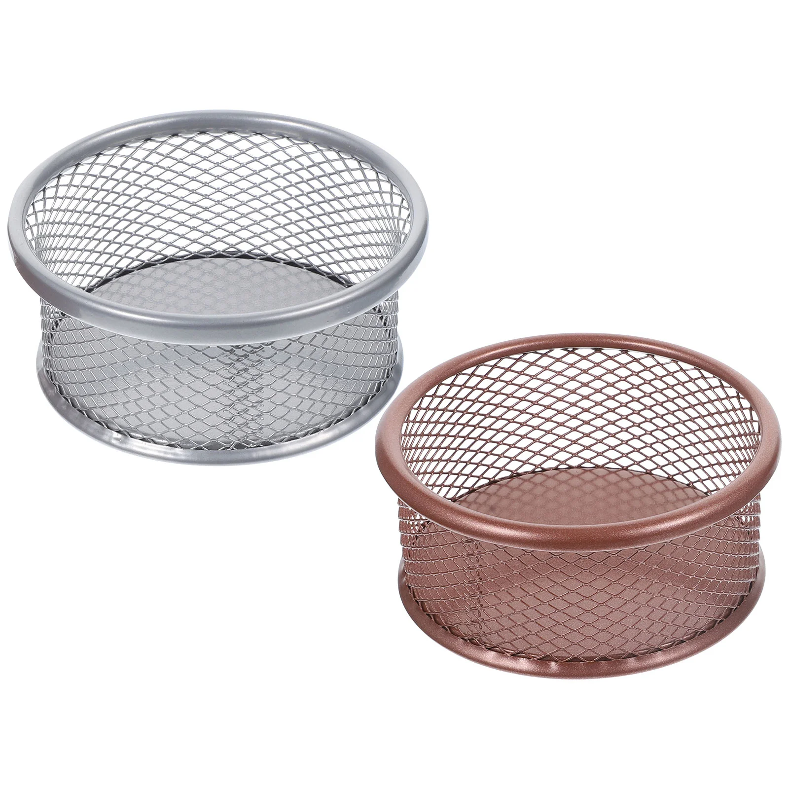 2 Pcs Paperclips Holders for Desk Desktop Mesh Thing Storage Rack Metal Office Supplies Basket