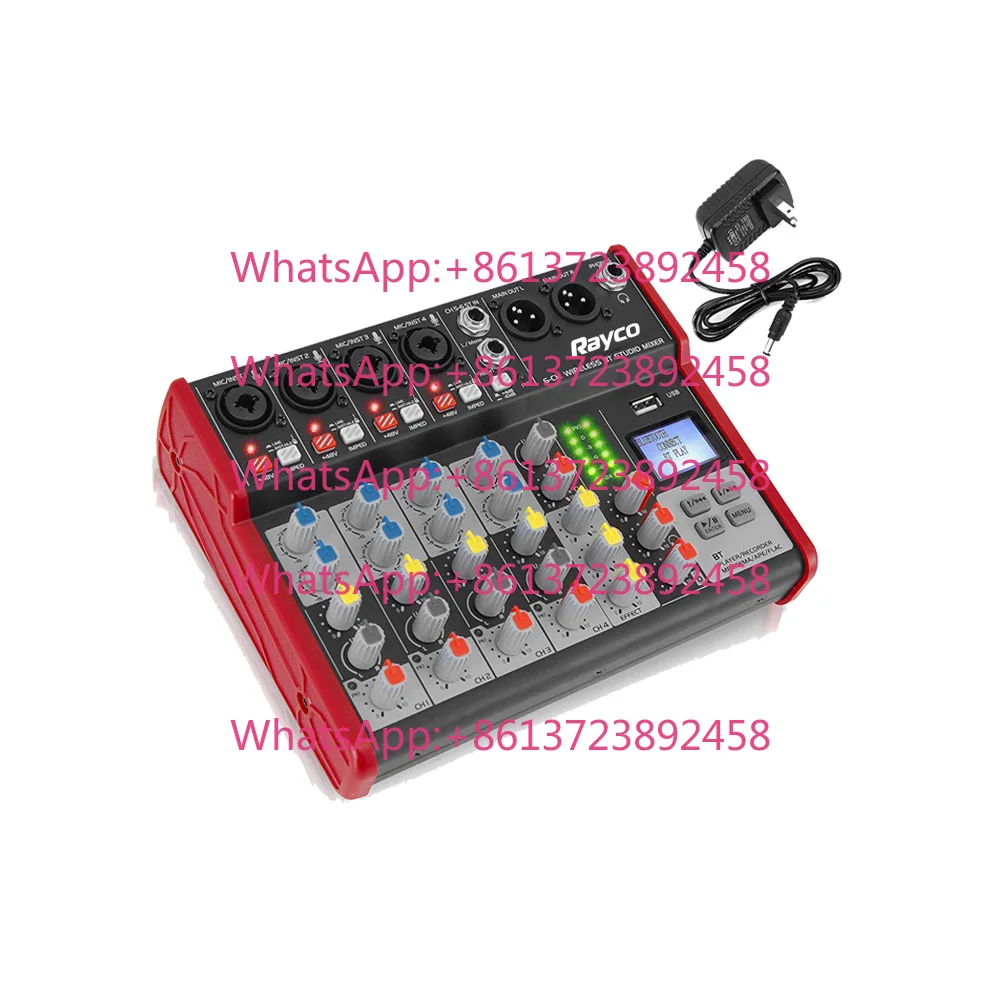 Professional 6-Channel Audio Console Mixer For DJ Music Karaoke Recording Studio With External USB Live Interface & Sound Card