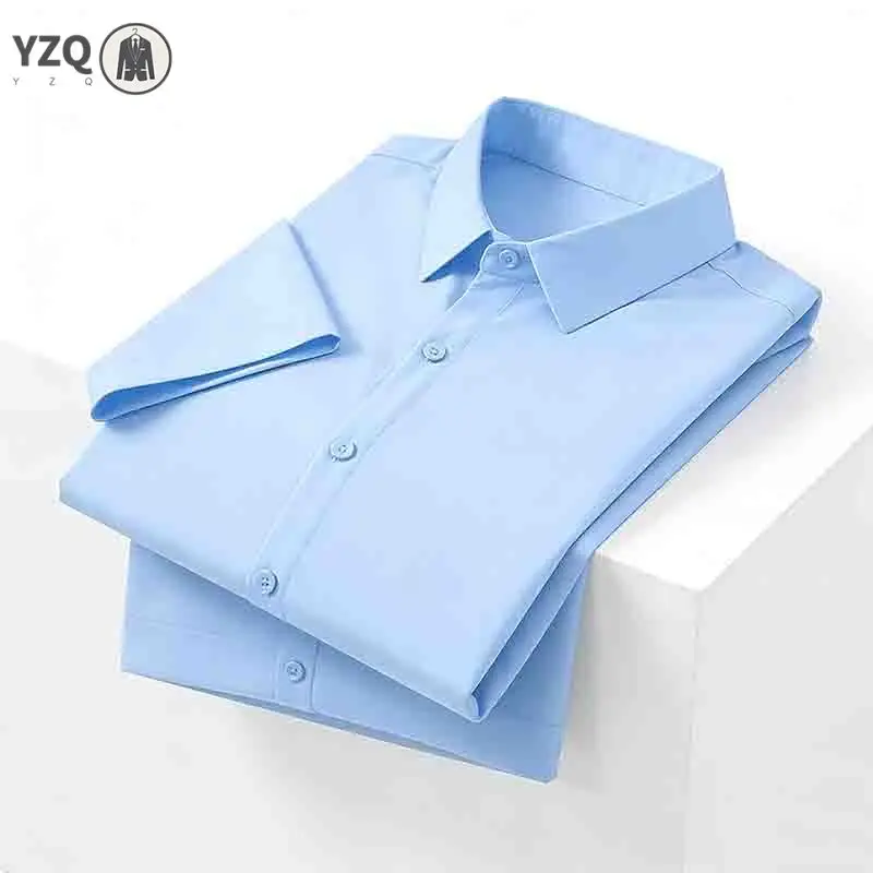 Men's Black Short Sleeve Dress Shirt Travel Friendly Easy Care Business Pullover