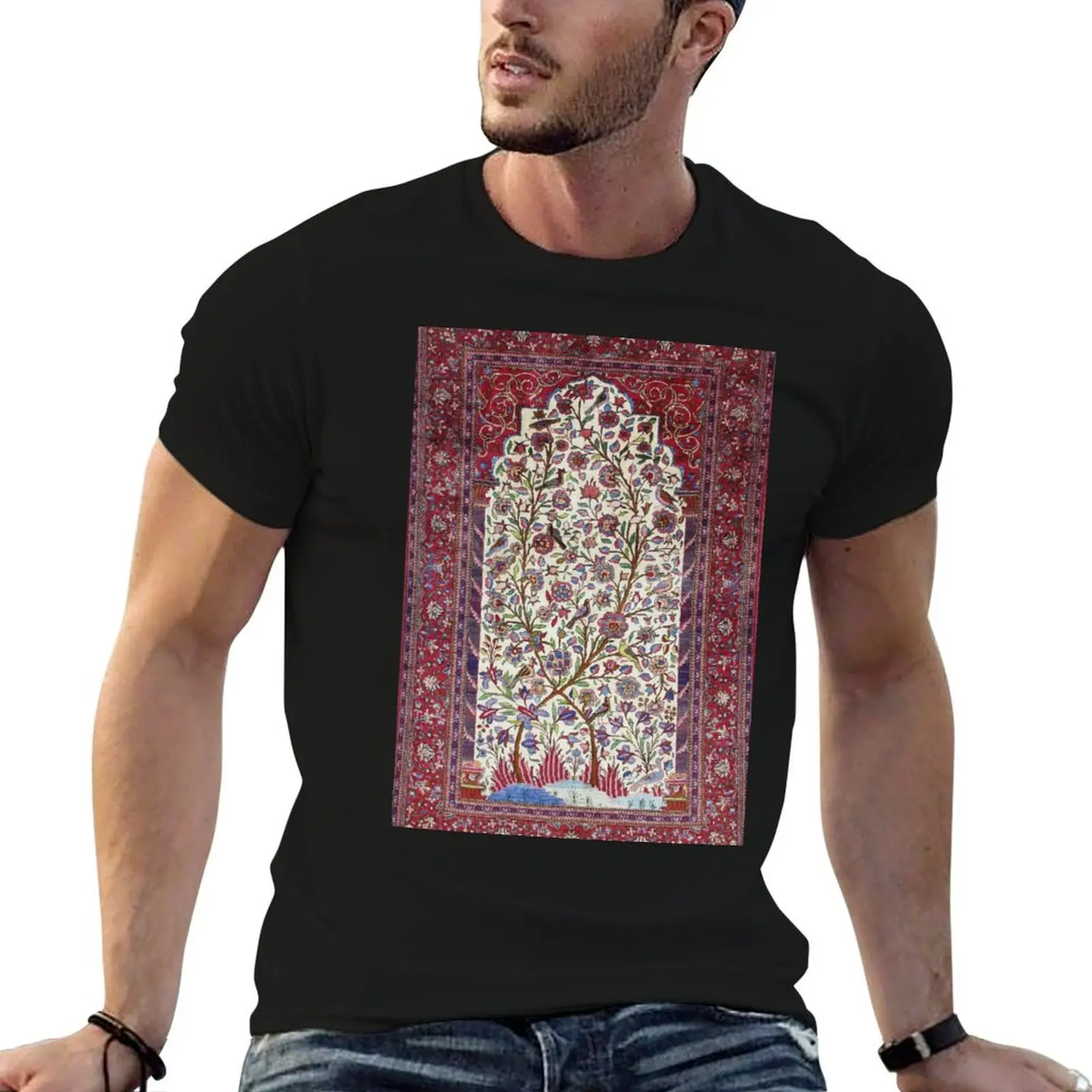 Antique Persian Silk Kashan Rug Print T-Shirt baggy shirts oversized graphic tee designer t shirt men