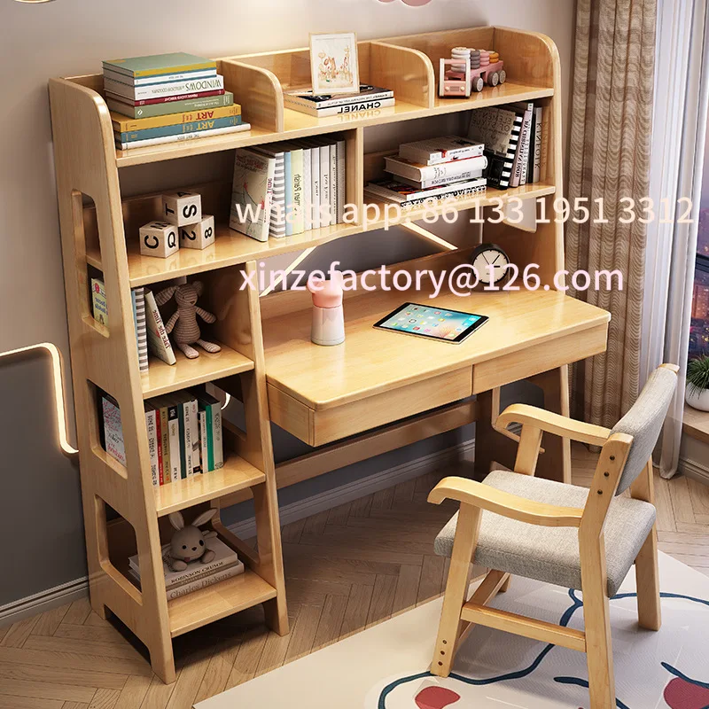 Tavolo da scrittura tutto in uno, tavolo per computer per studenti domestici, camera da letto, tavolo da studio per bambini e tronchi combinati di sedie