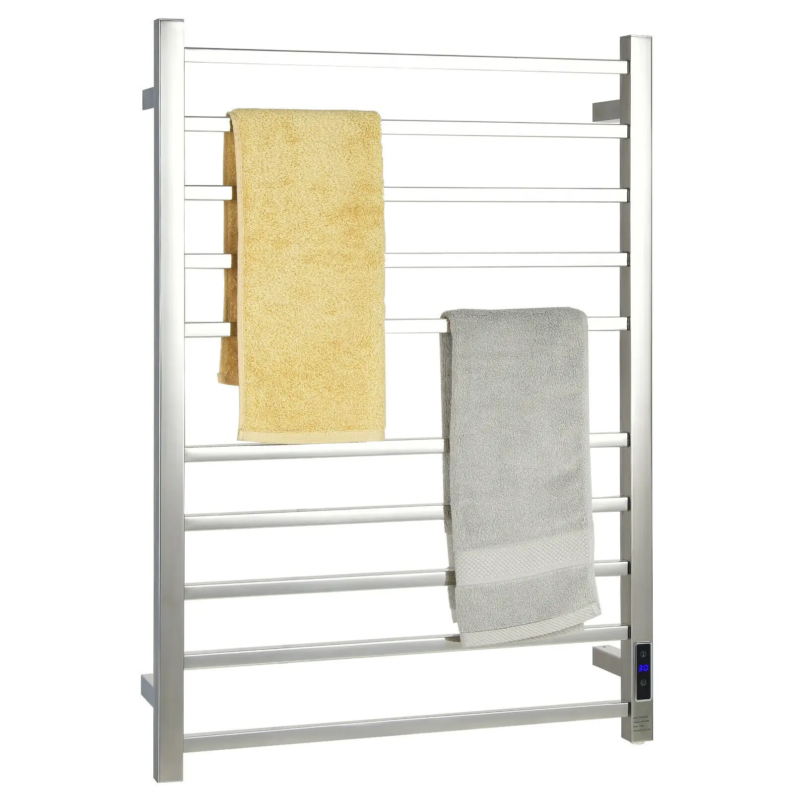 10 Bar Towel Warmer Wall Mounted Electric Heated Towel Rack w/ Built-in Timer  ES10068US-SL