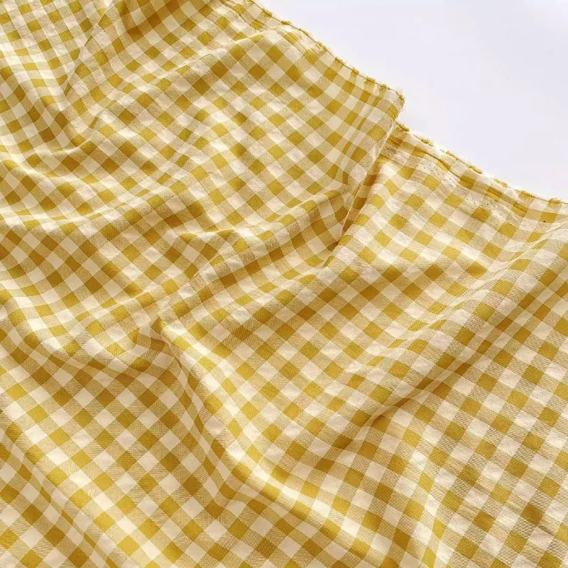 

Polyester-Cotton Checkered Fabric Soft Skin-Friendly Draping Thin Material Shirt Dress Handmade DIY Garment Designer Clothing