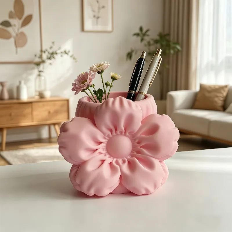 1/2 Piece Set 3D Flower-Shaped Desktop Storage Pen Holder Ornament, Large Capacity for Storing Stationery and Miscellaneous Items, Say Goodbye to a Cluttered Desktop, Can Be Placed on Desks, Dressing Tables, and Office