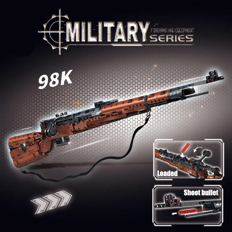 ชุดประกอบปืนไรเฟิล Kar98k 1206ชิ้นชุดบล็อกตัวต่อโมเดลทหารมอคสำหรับของขวัญสำหรับเด็ก