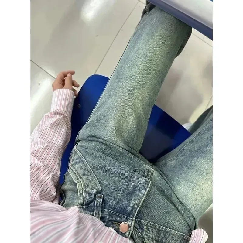 High Waist Bell Bot Jeans Women's Elastic Micro Flared Denim Pants Summer New plus Size Big MM Design Sense Frayed Hem