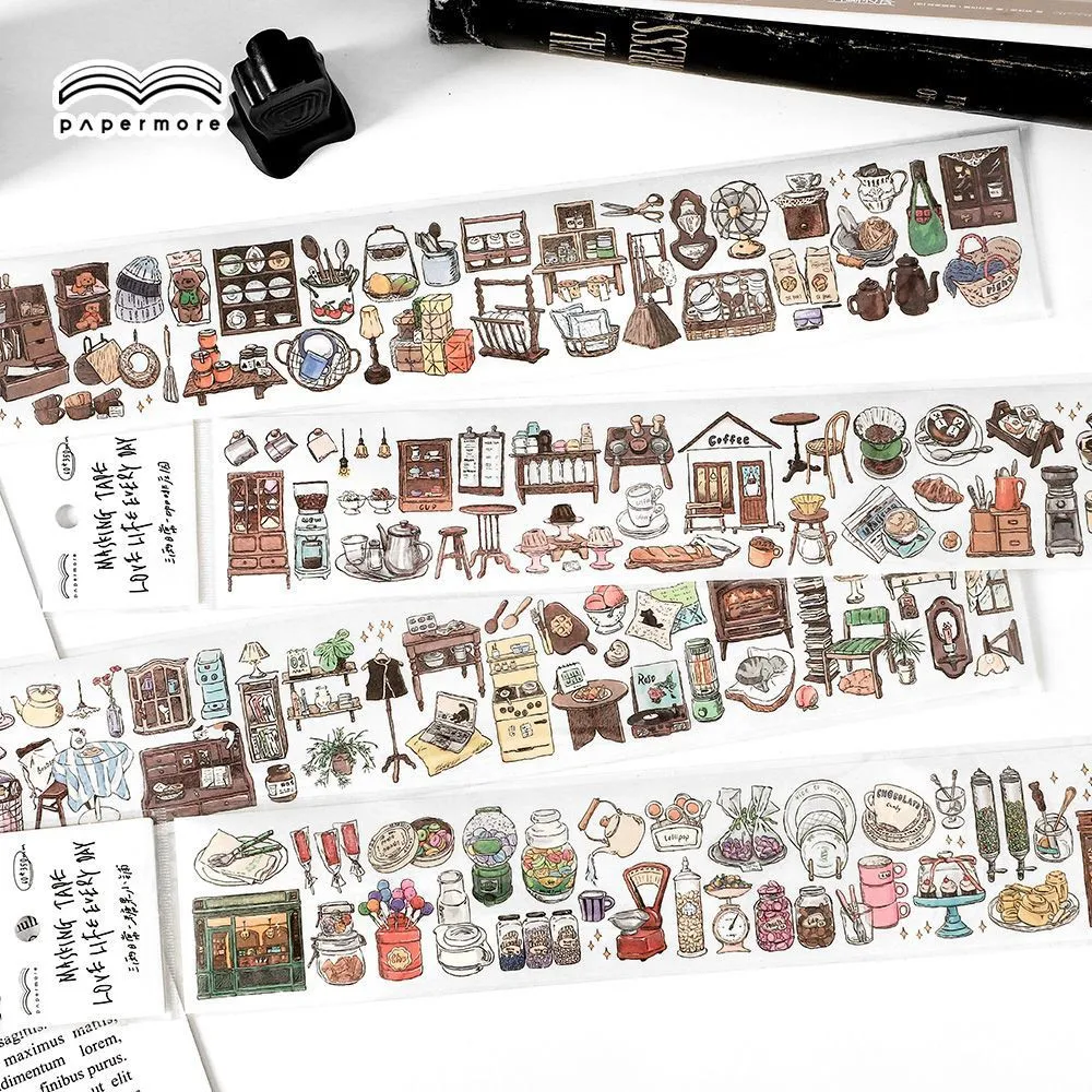 Vintage Coffee Kitchen Snacks Stickers Tape Decorative Adhesive Stickers for Scrapbooking Supplies DIY Junk Junral Arts Crafts