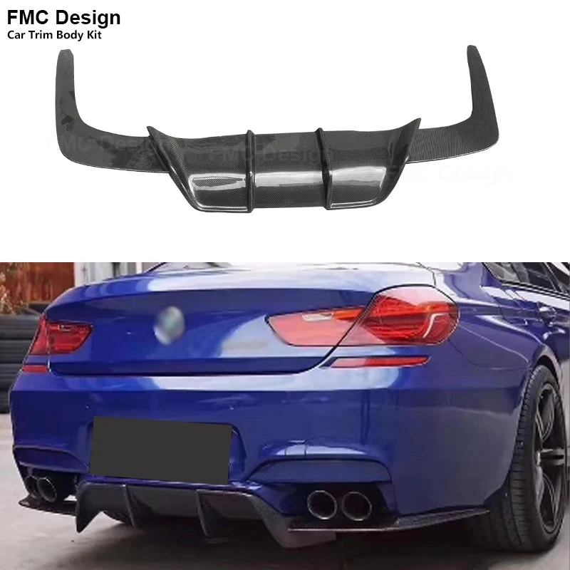 M Style For BMW 6 Series F12 F13 F06 M6 2013-2016 Carbon Fiber Car Rear Bumper Lip Diffuser Spoiler Parts Upgrade Body kit