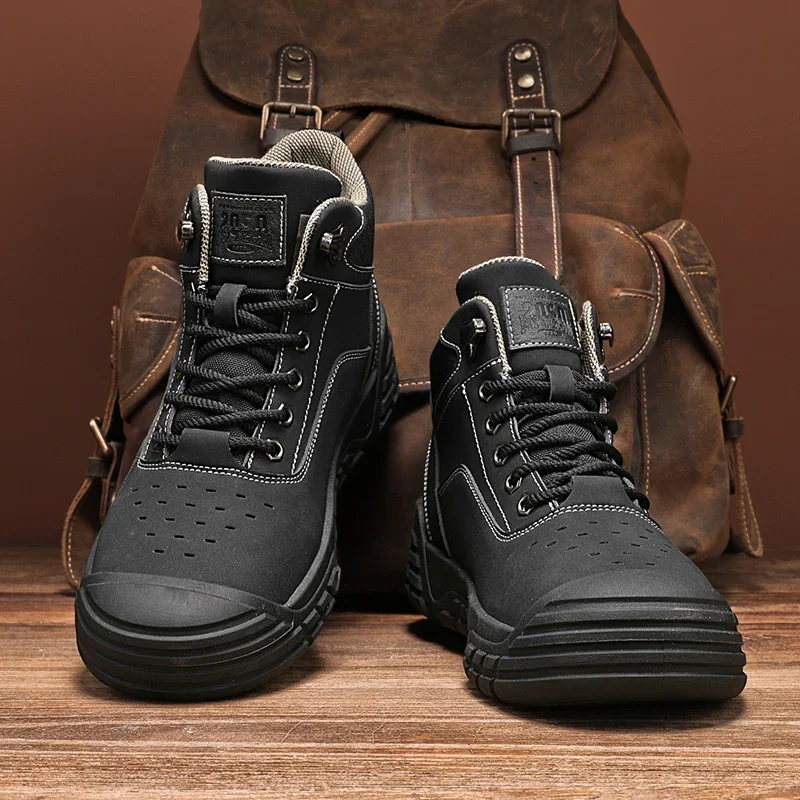 ใหม่มาถึง Mens Casual รองเท้าแฟชั่นฤดูหนาว Anti-สวมใส่ผู้ชายข้อเท้า BIKER BOOT อินเทรนด์ All-Match แพลตฟอร์มรองเท้าทํางาน