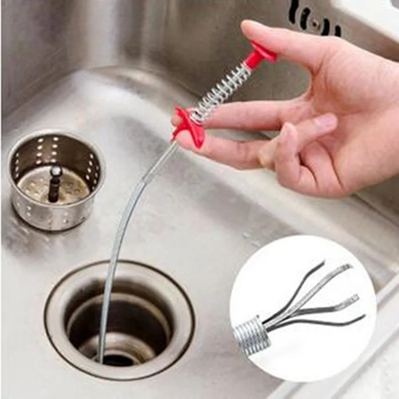 Pipe Dredging Tools Sink Cleaner Sewer Kitchen Drain Snake Spring Pipe Dredging Tool Unblocker Drain Clog Tube Hair Cleaner Hook