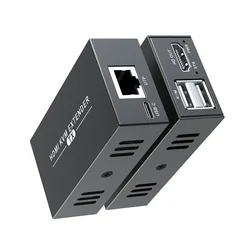 USB HDMI KVM Extender Extend Up 60M Over Cat5/6 Cable HD 1080P with Built-in Automatic Adjustment System for Smooth Stable Image