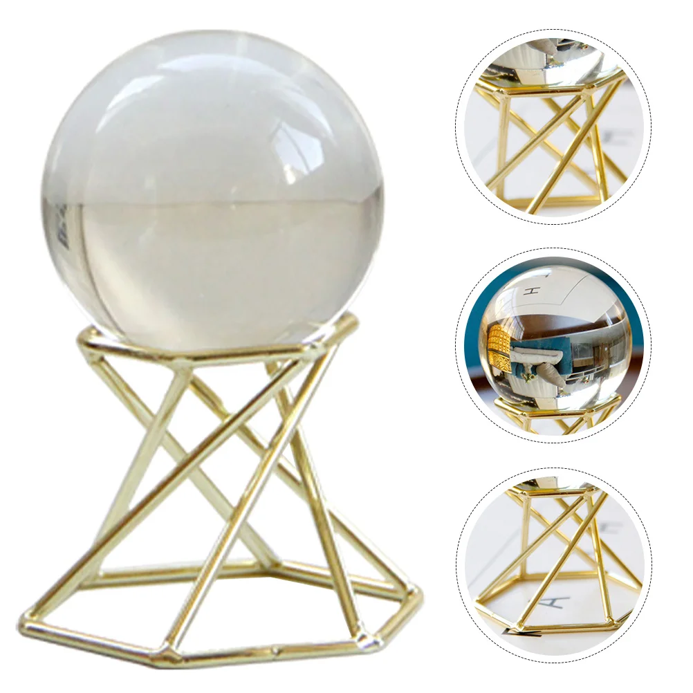 

Decorative Clear Glass Ball Stable Metal Rack Home Office Mantel Shelf Stylish Interior Design Glass Ball with Stand