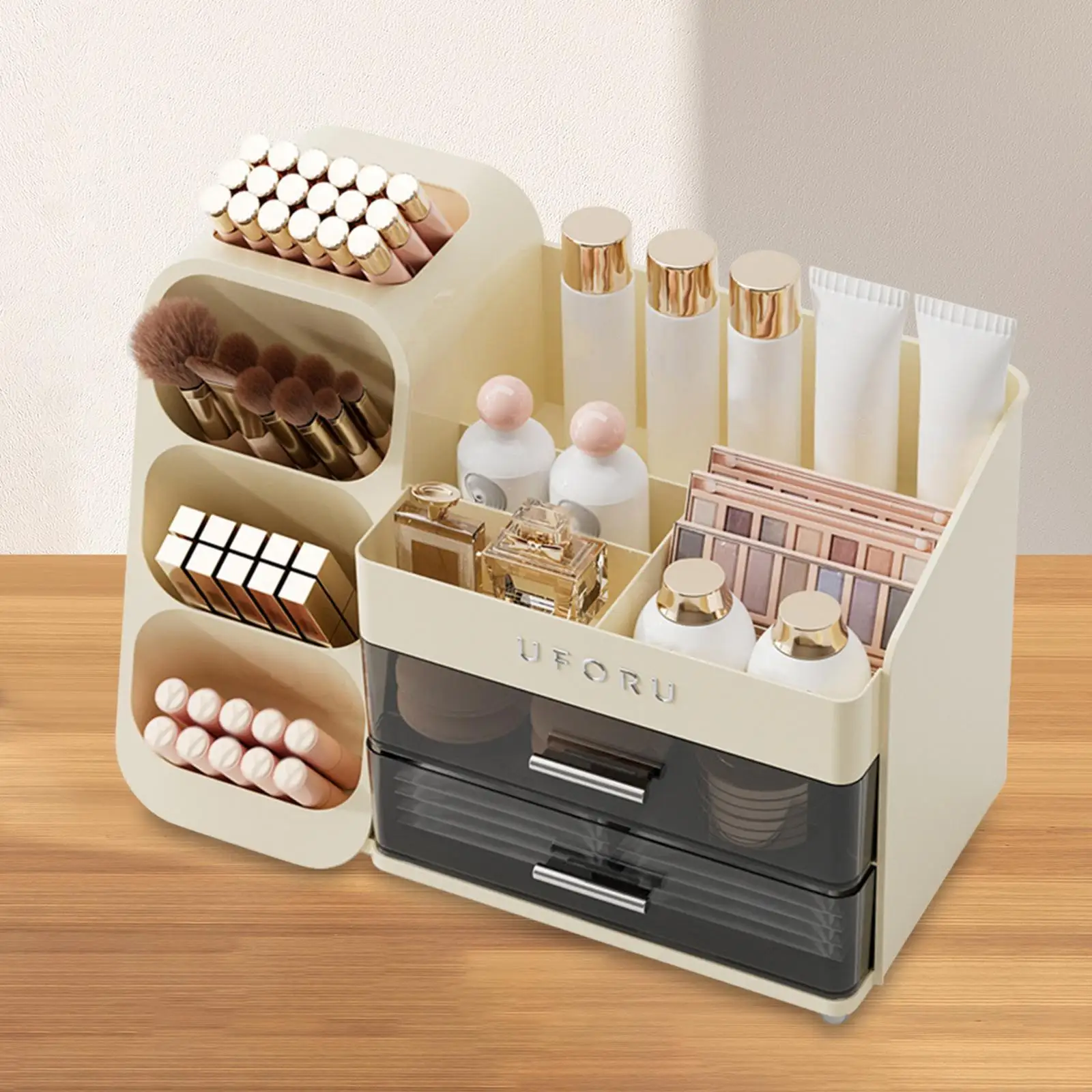 

Cosmetic Organizer Modern Brushes Display Case for Tabletop Skincare Bedroom