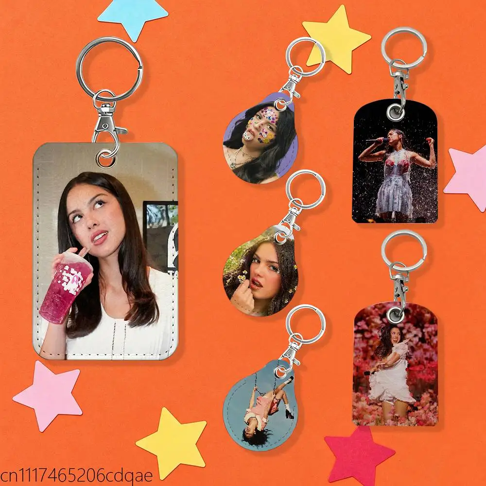 FOR Olivia Rodrigo You Seem Pretty Sad 1pcs Leather Card Holder With Key Ring Water Drop Shaped Key Case Keychain Doorlock