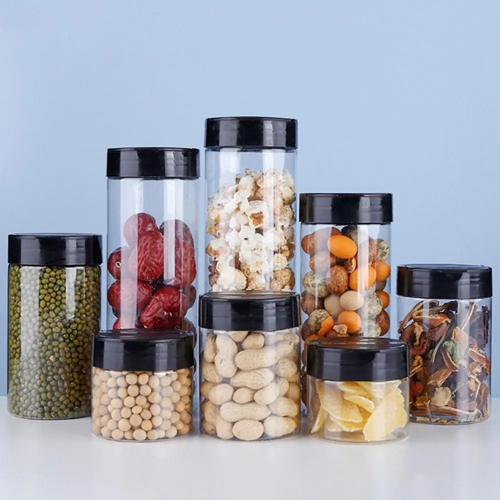 1Pcs with Butterfly Lids Labels Seasoning Bottle 100ml-300ml Double Cover Spice Jars Plastic Clear Kitchen Gadget