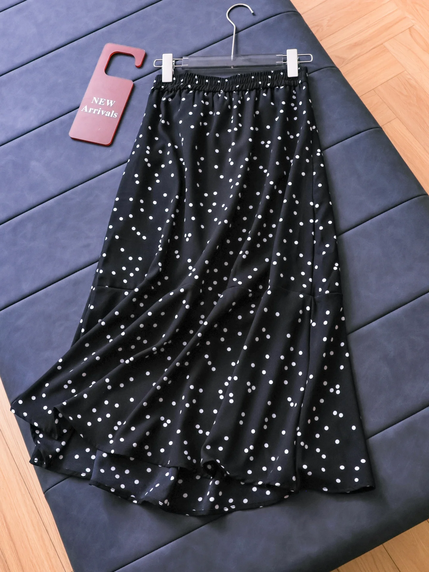 High Waist Polka Dot Half Skirt Women's Bodycon Skirt Long Fish Tail Skirt Color Block Slimming Effect Polyester Fabric