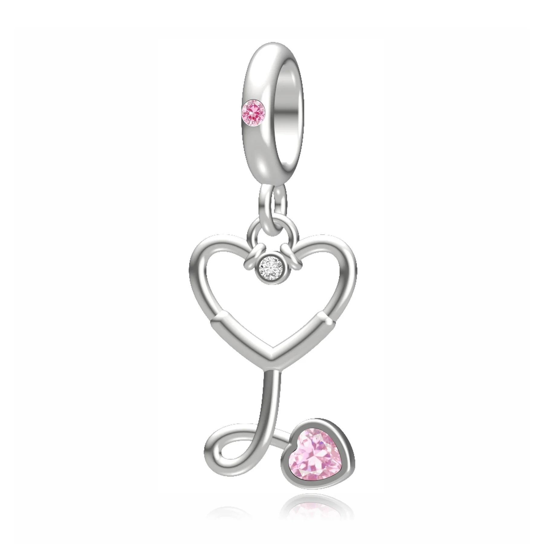 Fit Original Pan Charm Bracelet 925 Silver Nurse Doctor Stethoscope Heartbeat Medical Bead For Making Graduation Berloque