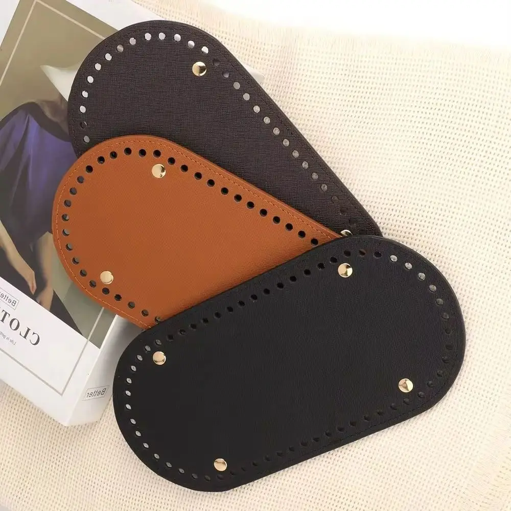 25x12cm Oval Genuine Leather Bag Bottom Solid Color Handmade Crochet Bag Bottoms For DIY Durable Knitted Bag Part Accessories