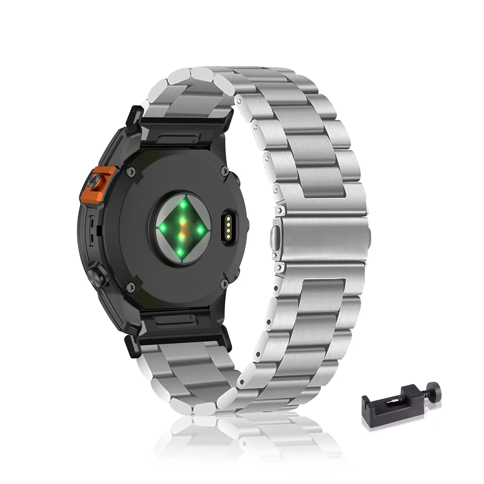 

Stainless Steel Bands for Garmin Descent Mk3/Mk3i/Mk2i/Mk2/Mk1 Band, Three Columns Metal Replacement Strap