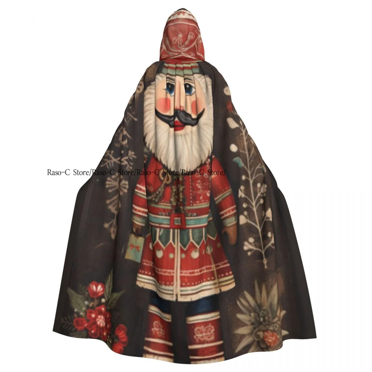 Adult Cloak Cape Hooded Nutcracker Soldier Figurine Whimsical Christmas Medieval Costume Witch Vampire Elf Purim Carnival Party