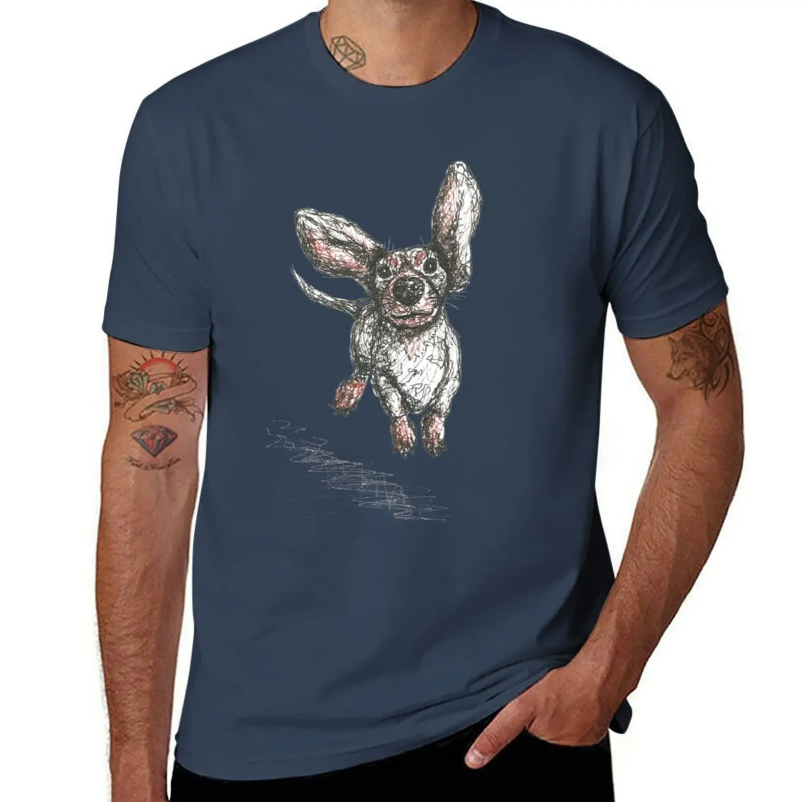 

Dachshund running, pen and ink illustration. Sausage dog, doxie, weiner. T-Shirt Quick Dry Outdoor Sports T-Shirt