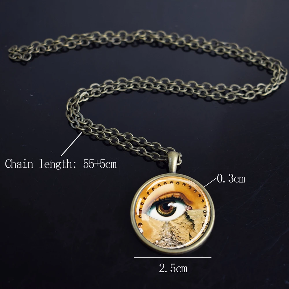 Oil Painting Necklaces Glass Dome Pendant Vintage Bronze Chains Necklace The Persistence of Memory Salvado Dali Art Jewelry Gift