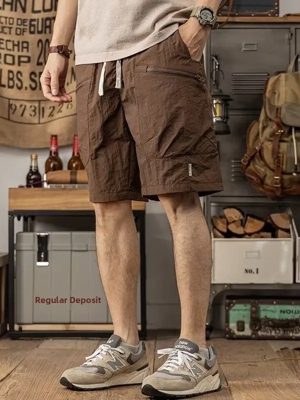 

Мужские шорты из ледяного шелка: свободные, пляжные, летние, в американском спортивном стиле, укороченные, для активного отдыха, быстросохнущие, повседневные, модные, городские